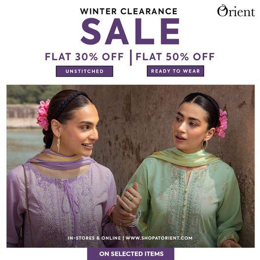 Orient Textiles Winter Sale! unstitched Flat 30 & ready to wear Flat
